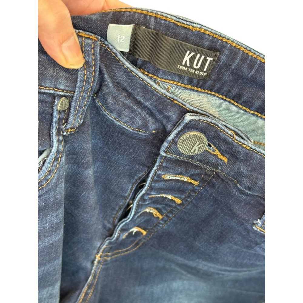 Women's KUT from the Kloth Blue Skinny Jeans Size 12 raw hem - Picture 2 of 4